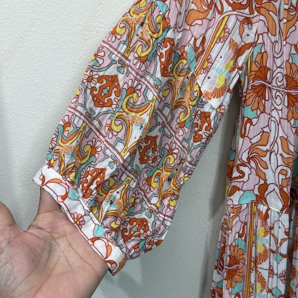 (R3) Anthropologie Florence Floral midi dress Lace collar and embroidered lace - Picture 4 of 14